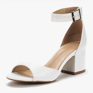 Dream Pairs White Block Heel Sandal Women’s Ankle Strap Dress Sandal